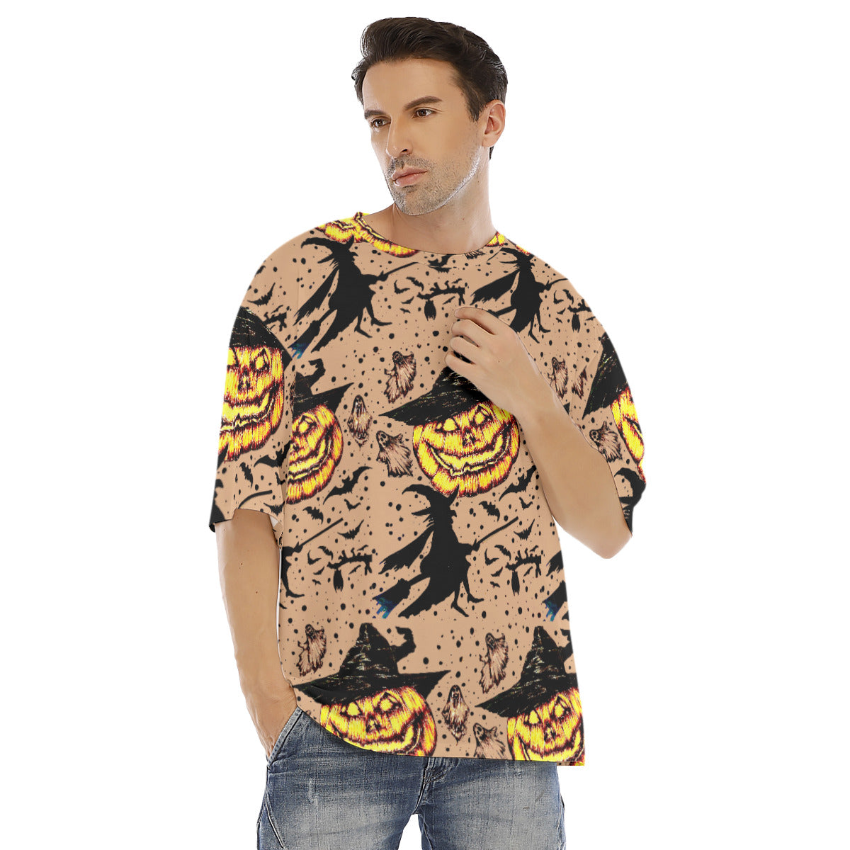 All-Over Print Men's Drop Shoulder T-shirt With Short Sleeve