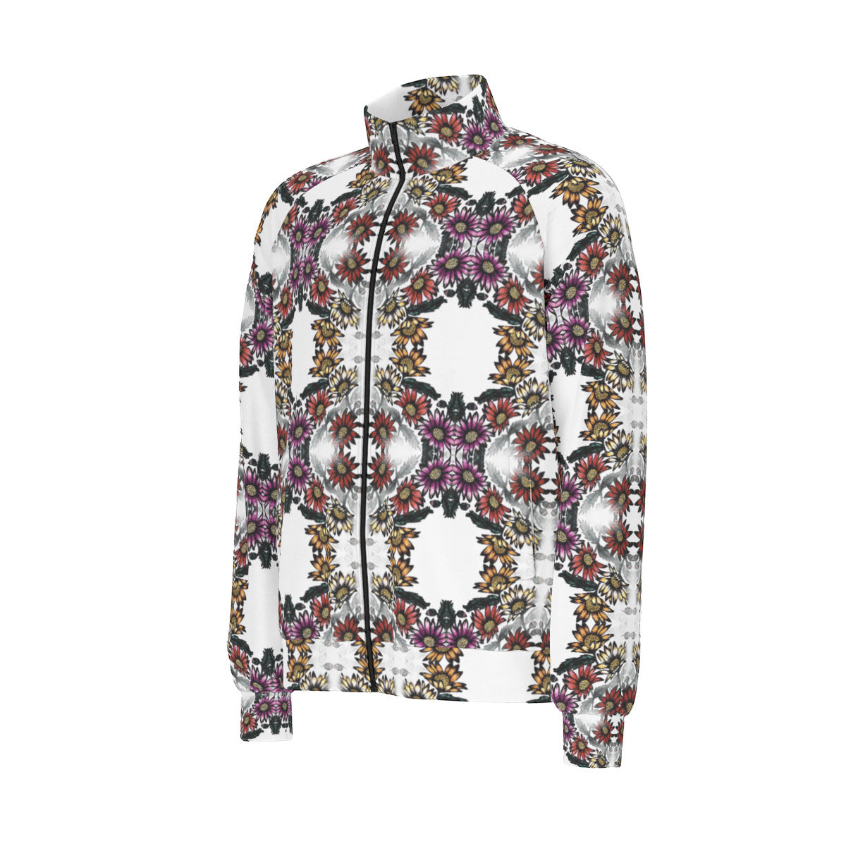All-Over Print Men's Raglan-Sleeve Stand Collar Jacket