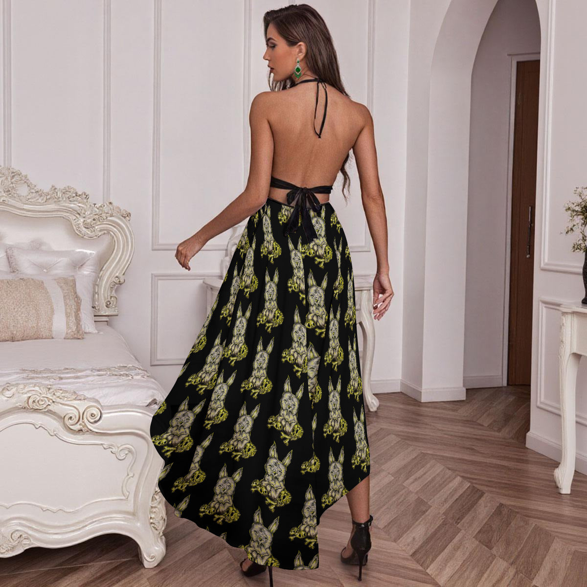 All-Over Print Women’s Elegant Mesh Lace Evening Dress