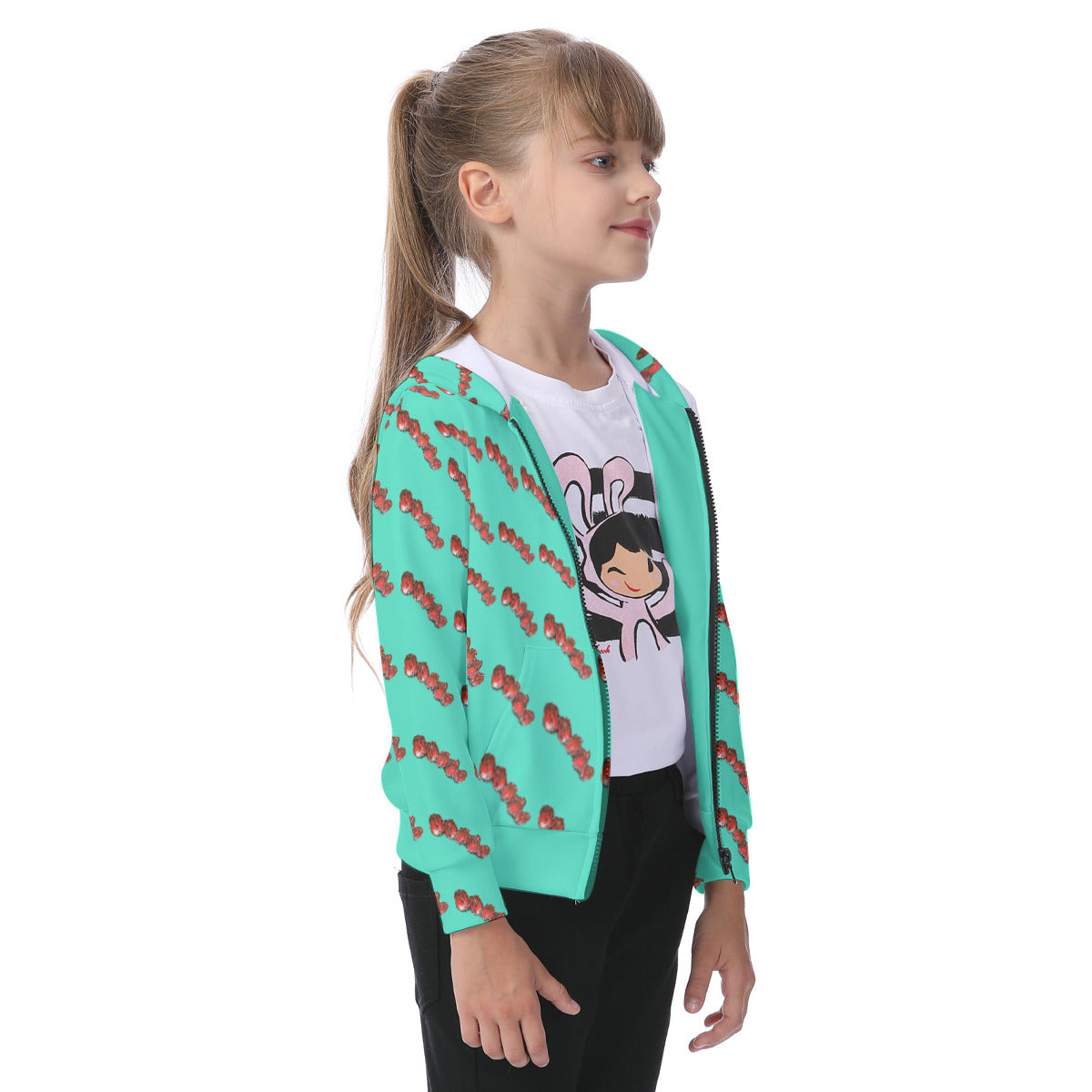 All-Over Print Kid's Zip-up Hoodie With Patch Pocket