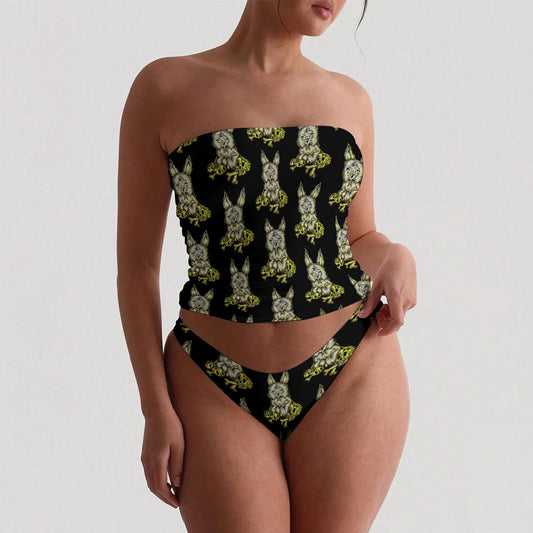 All-Over Print Women's Strapless Tube Top Set