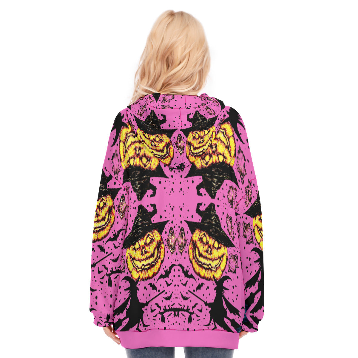 All-Over Print Women's Long Hoodie With Zipper Closure