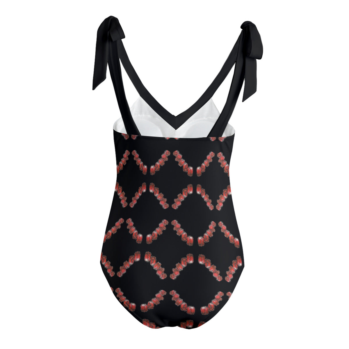 All-Over Print Women's Tie Shoulder Onepiece Padded Swimsuit