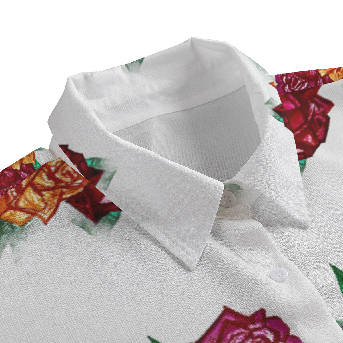 All-Over Print Women's Chiffon Shirt With Elbow Sleeve