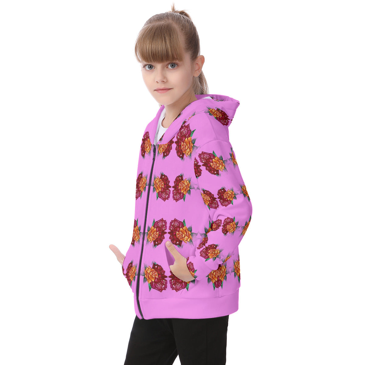 All-Over Print Kid's Heavy Fleece Zip Up Hoodie