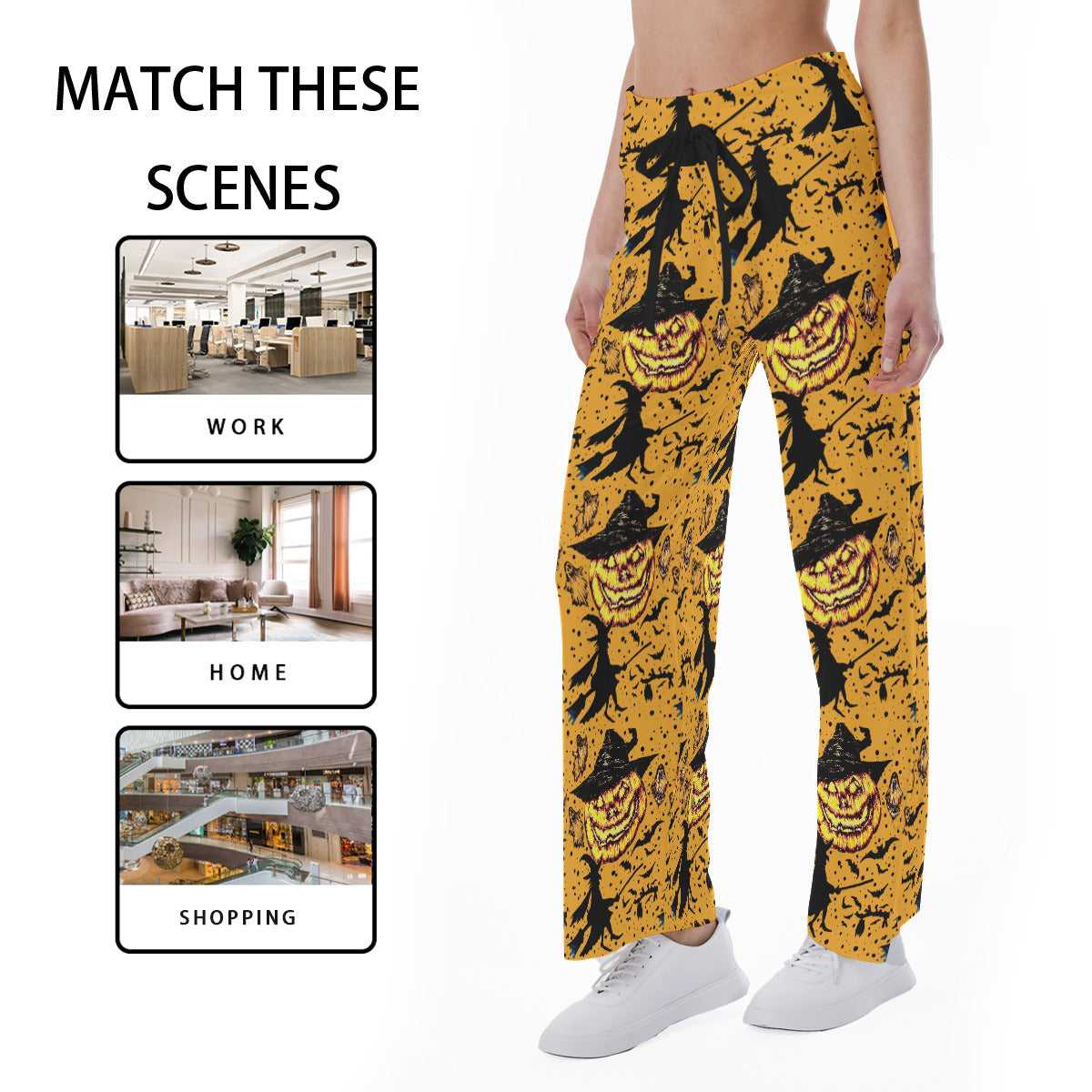 All-Over Print Women's High-waisted Straight-leg Trousers