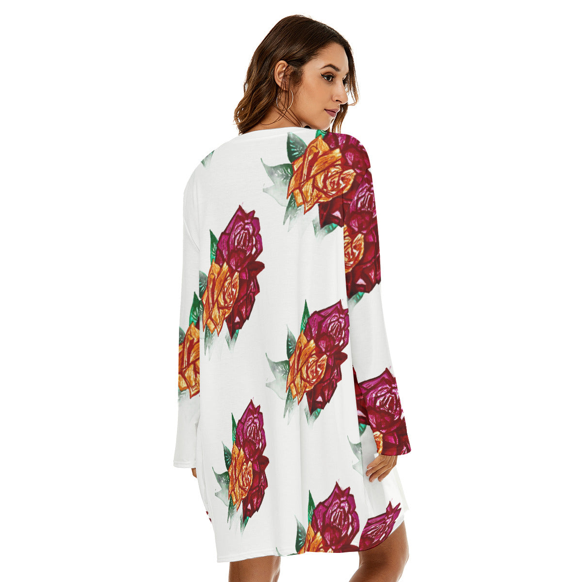 All-Over Print Women's Loose Crew Neck Dress