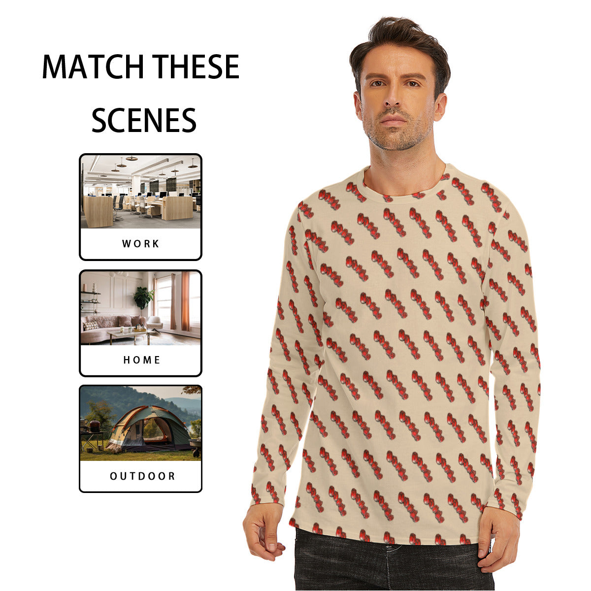 All-Over Print Long Sleeve T-Shirt | 190GSM Cotton