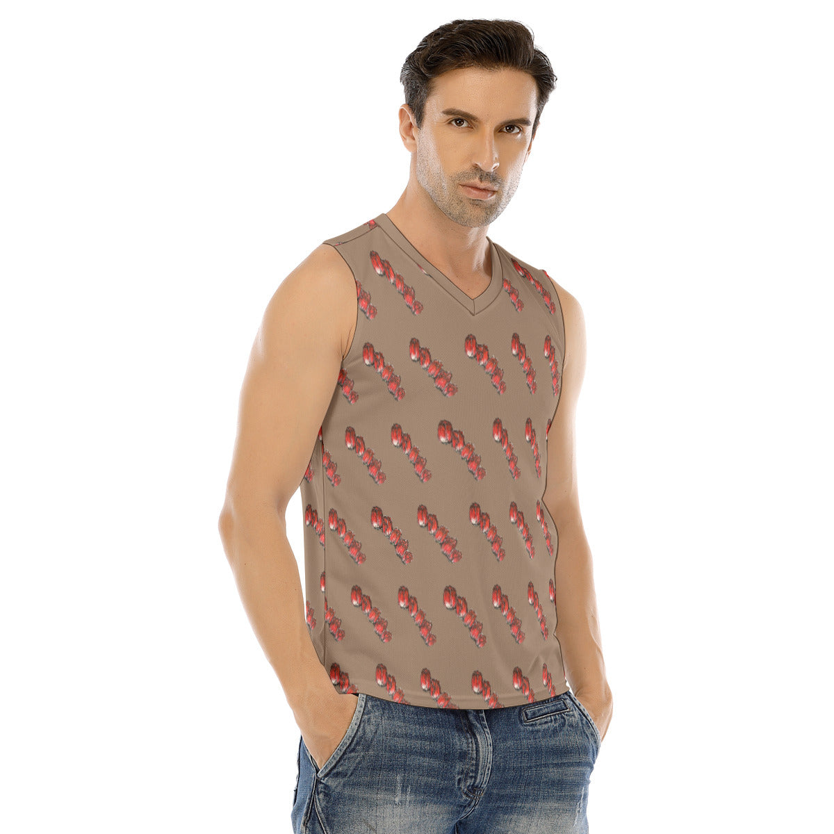 All-Over Print Men's V-neck Tank Top