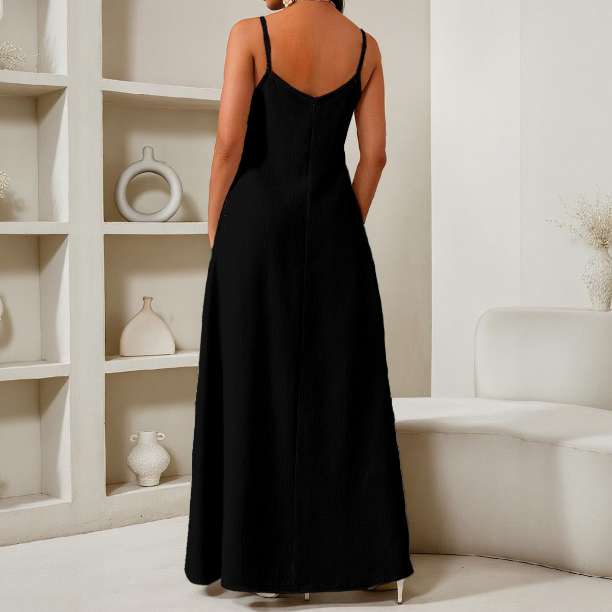 All-Over Print Women's Elegant V-Neck Maxi Dress