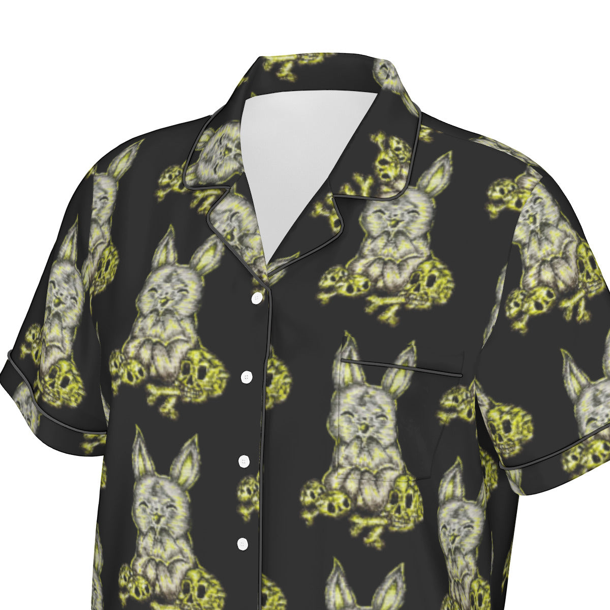 All-Over Print Women's Imitation Silk Pajama Set With Short Sleeve