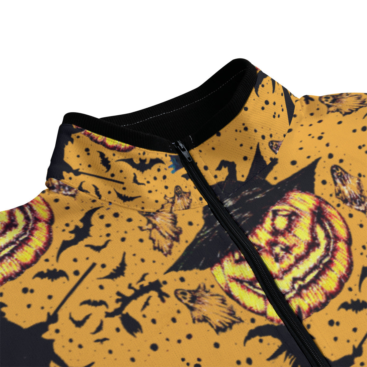 All-Over Print Men's Stand-up Collar Sweater With Zipper Closure