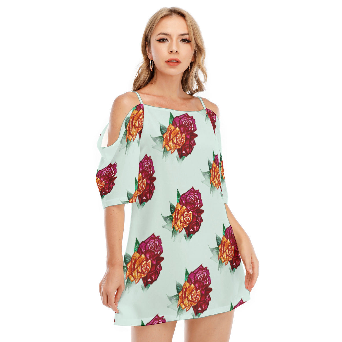 All-Over Print Women's Off-shoulder Cami Dress