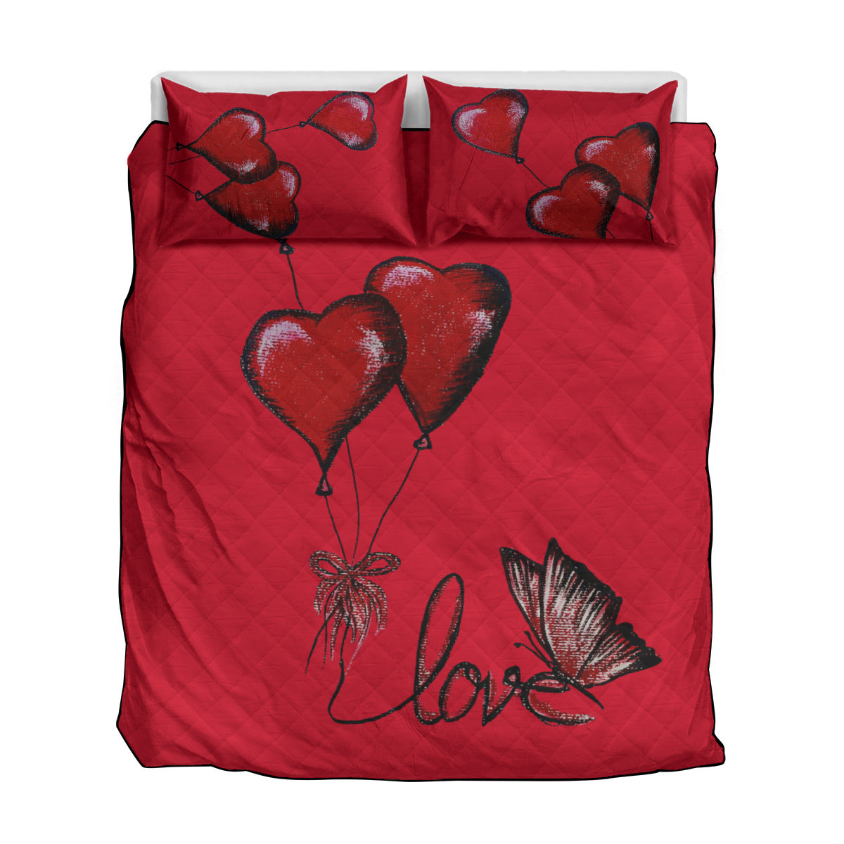 Quilt & Pillow Cases With  Edge-wrapping Strips