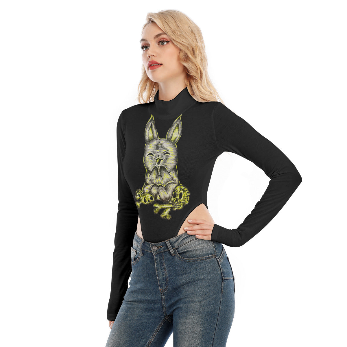 All-Over Print Women's Turtleneck Long Sleeve Jumpsuits