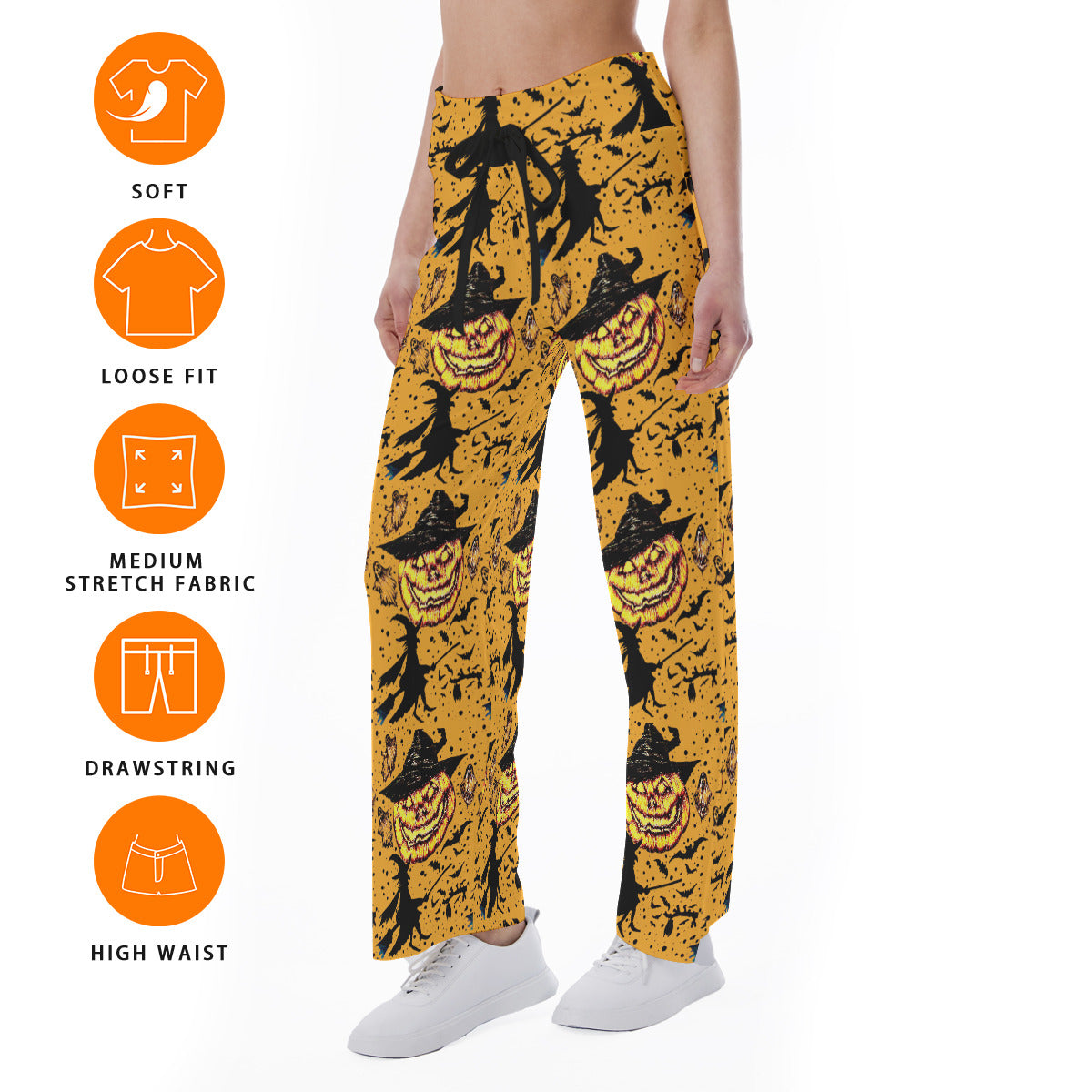 All-Over Print Women's High-waisted Straight-leg Trousers