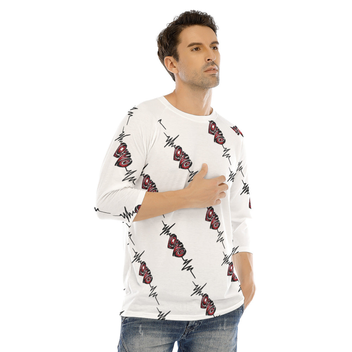 All-Over Print Men's O-neck Raglan Sleeve T-shirt