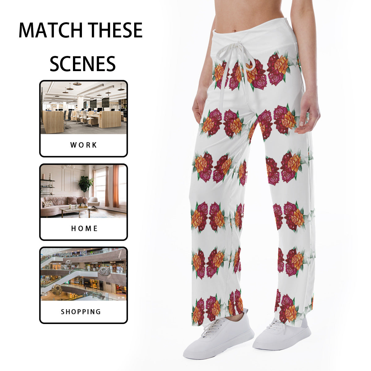 All-Over Print Women's High-waisted Straight-leg Trousers