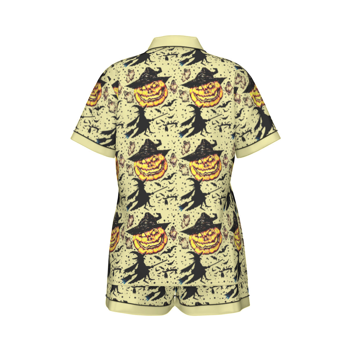 All-Over Print Women's Imitation Silk Pajama Set With Short Sleeve
