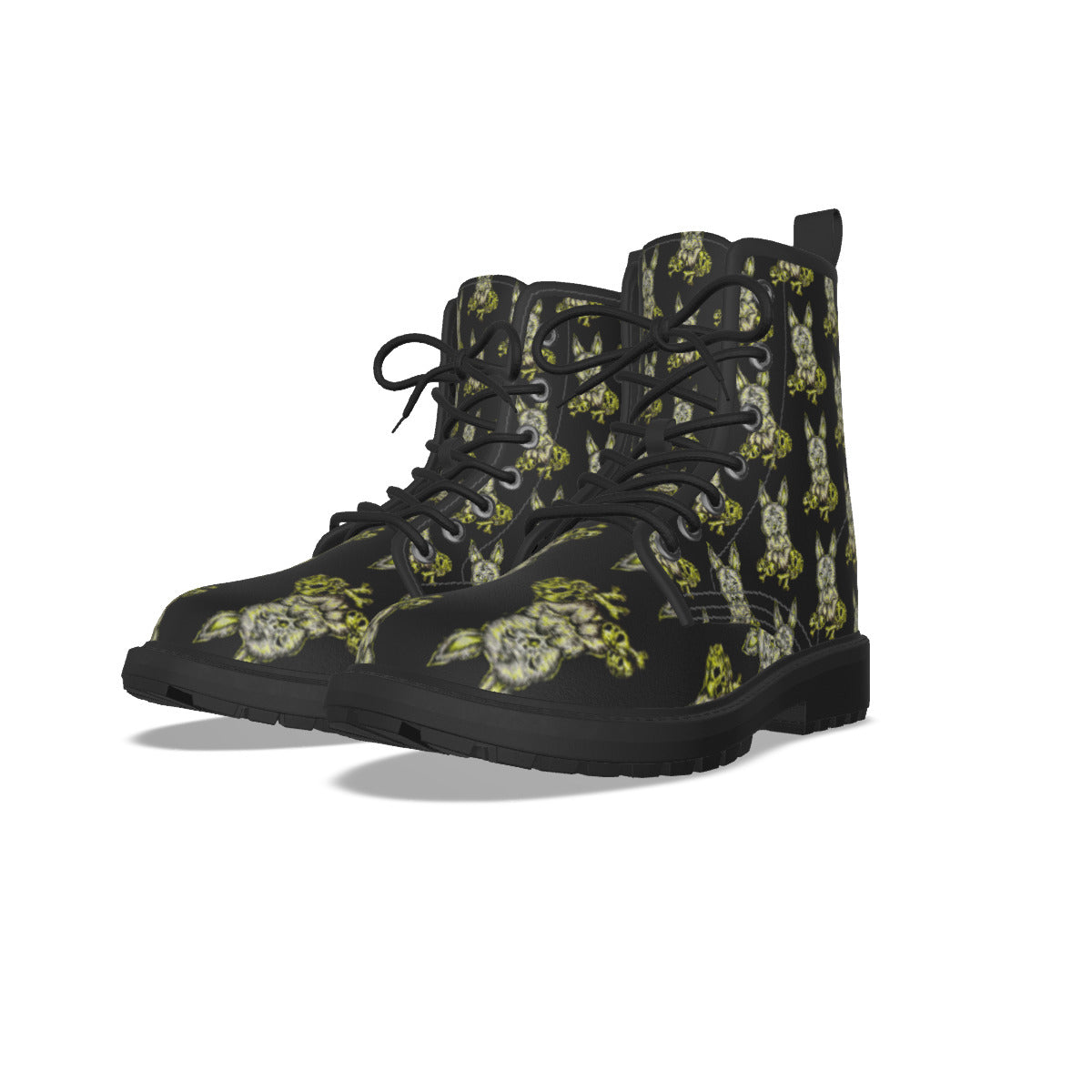 All-Over Print Women's Martin Short Boots With Black Bottom