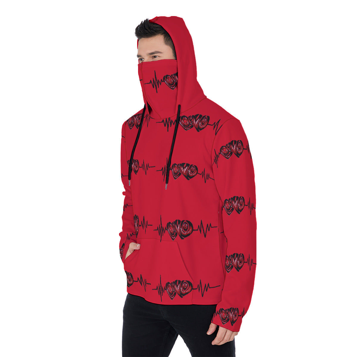 All-Over Print Men's Pullover Hoodie With Mask