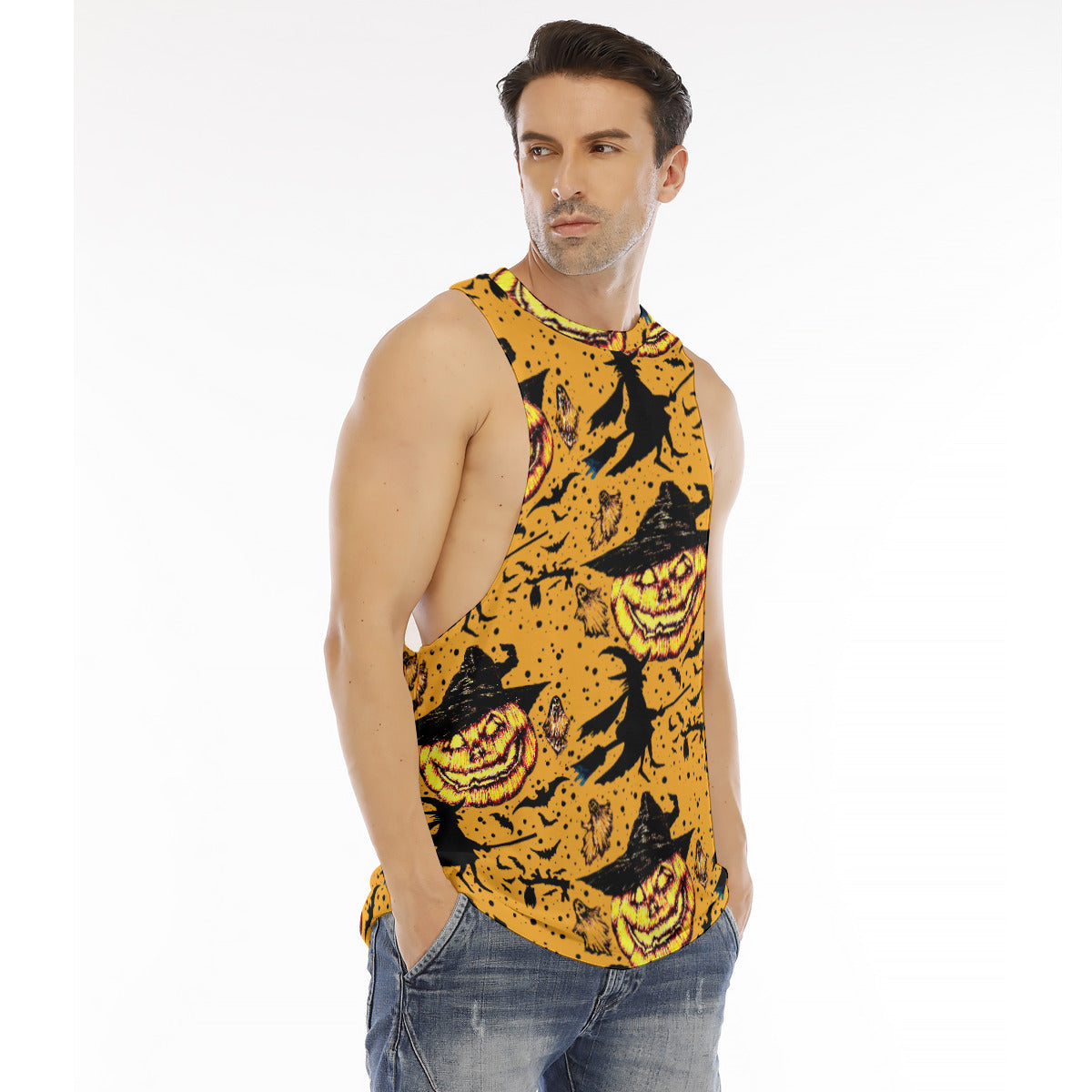 All-Over Print Men's O-neck Long Tank Top