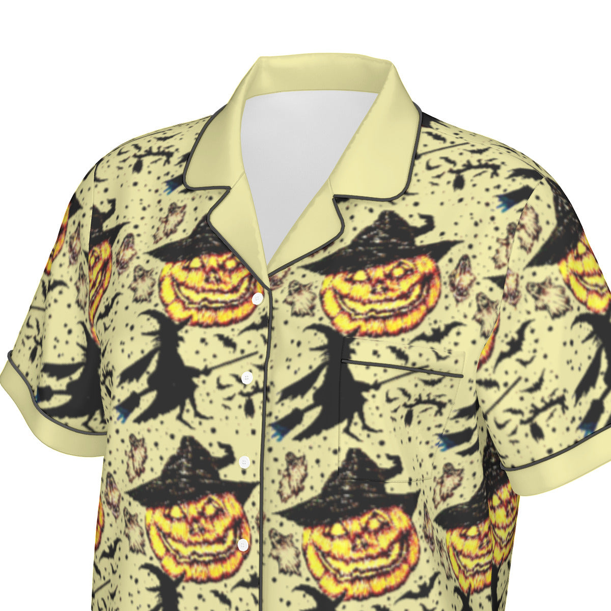 All-Over Print Women's Imitation Silk Pajama Set With Short Sleeve