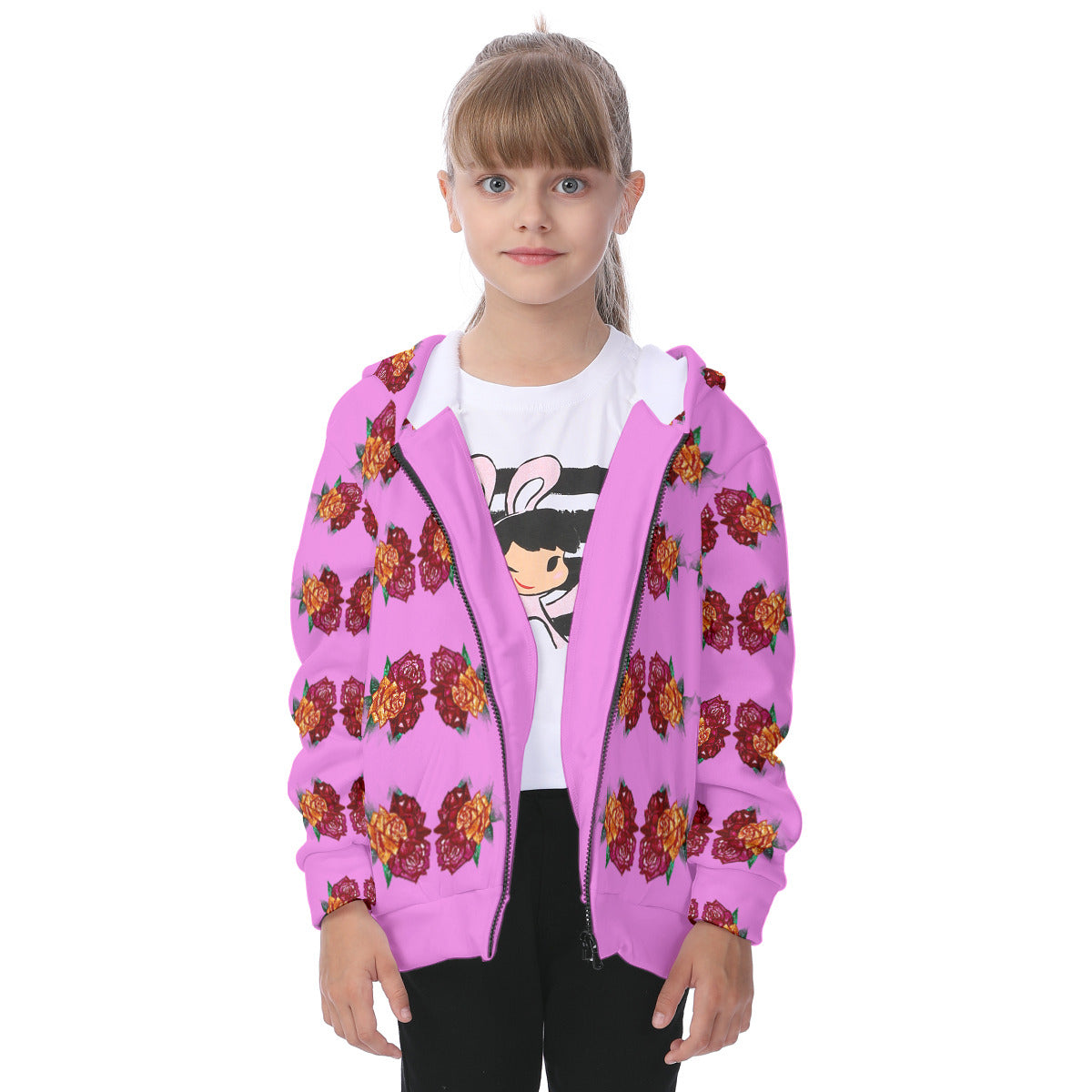 All-Over Print Kid's Heavy Fleece Zip Up Hoodie