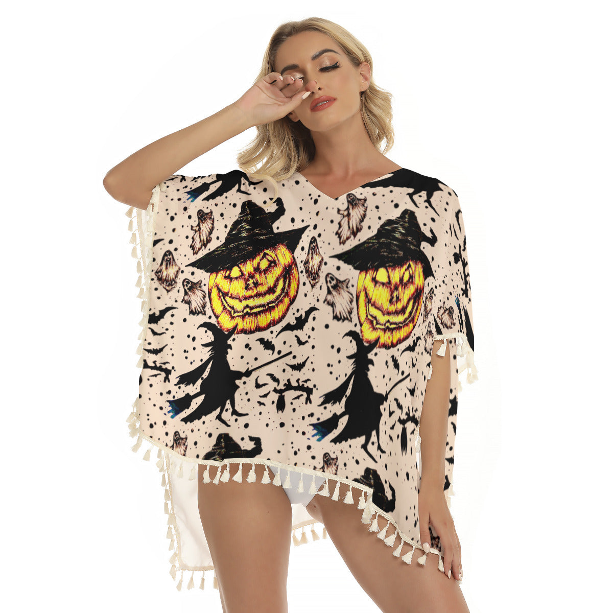 All-Over Print Women's Square Fringed Shawl