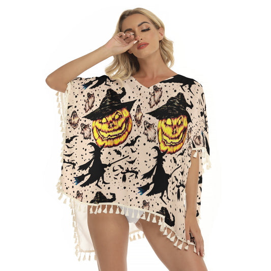 All-Over Print Women's Square Fringed Shawl