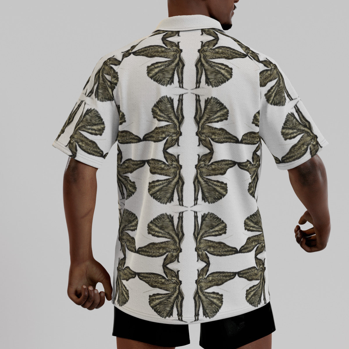 All-Over Print Men's Short Sleeve Polo Shirt With Button Closure