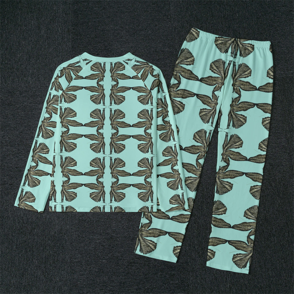 All-Over Print Men's Raglan Sleeve Pajamas With Wide Ankles