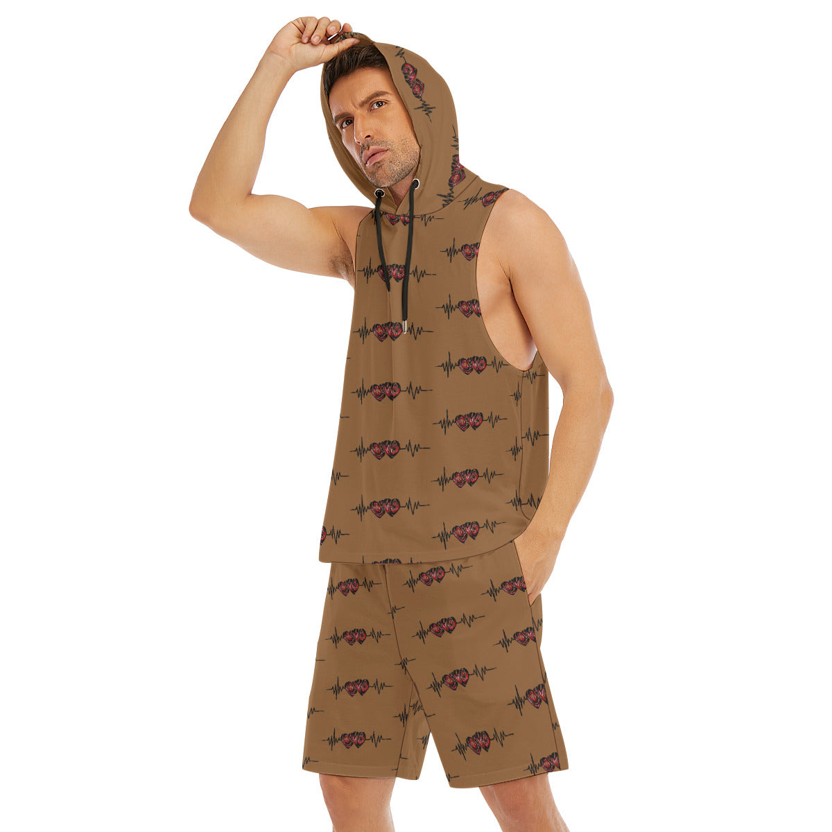 All-Over Print Men's Sleeveless Vest And Shorts Set