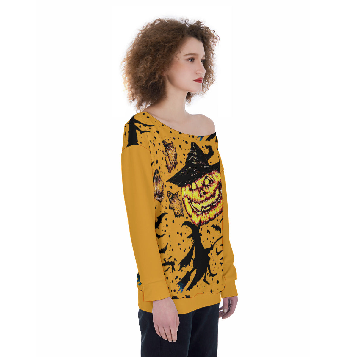 All-Over Print Oversized Women's Off-Shoulder Sweatshirt