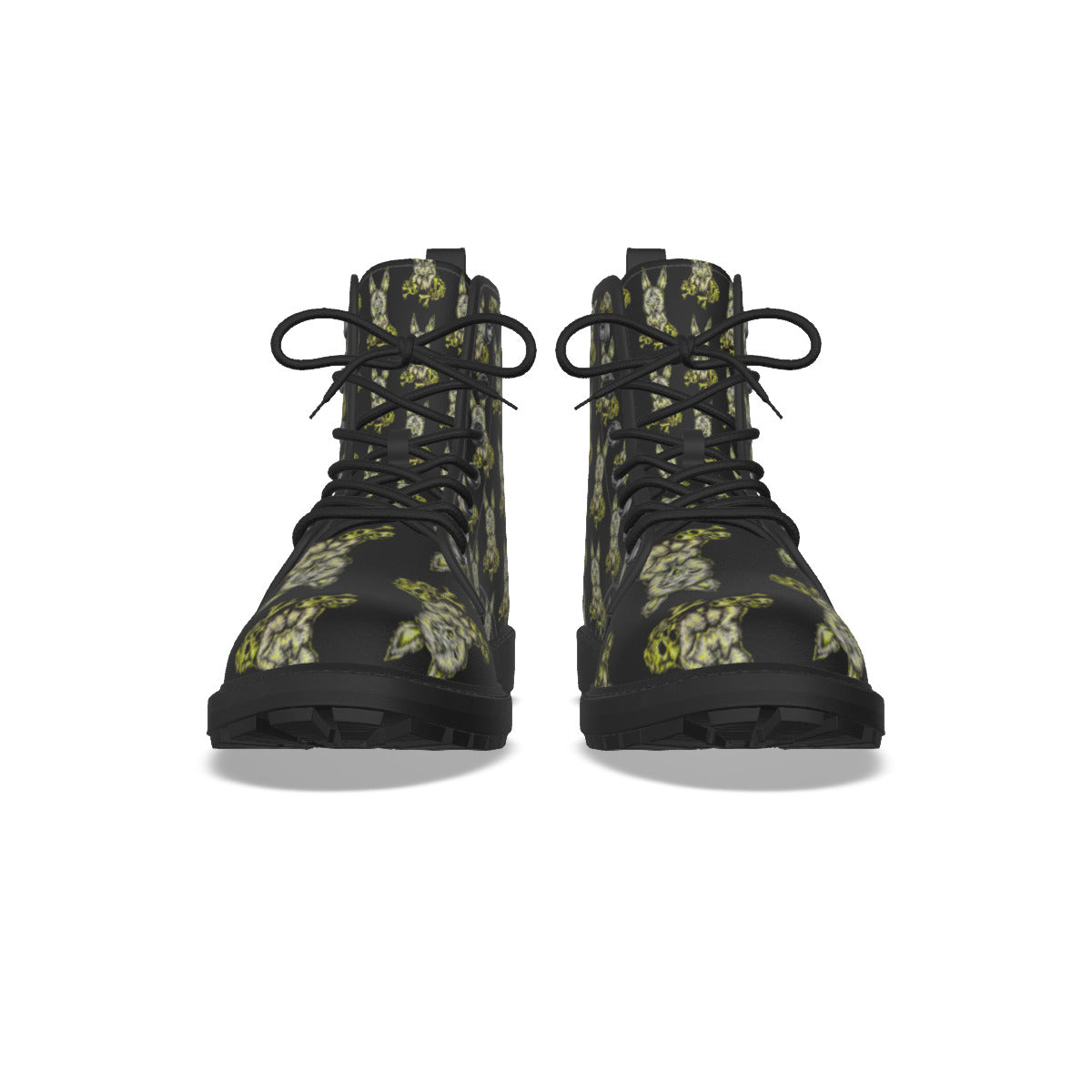 All-Over Print Women's Martin Short Boots With Black Bottom