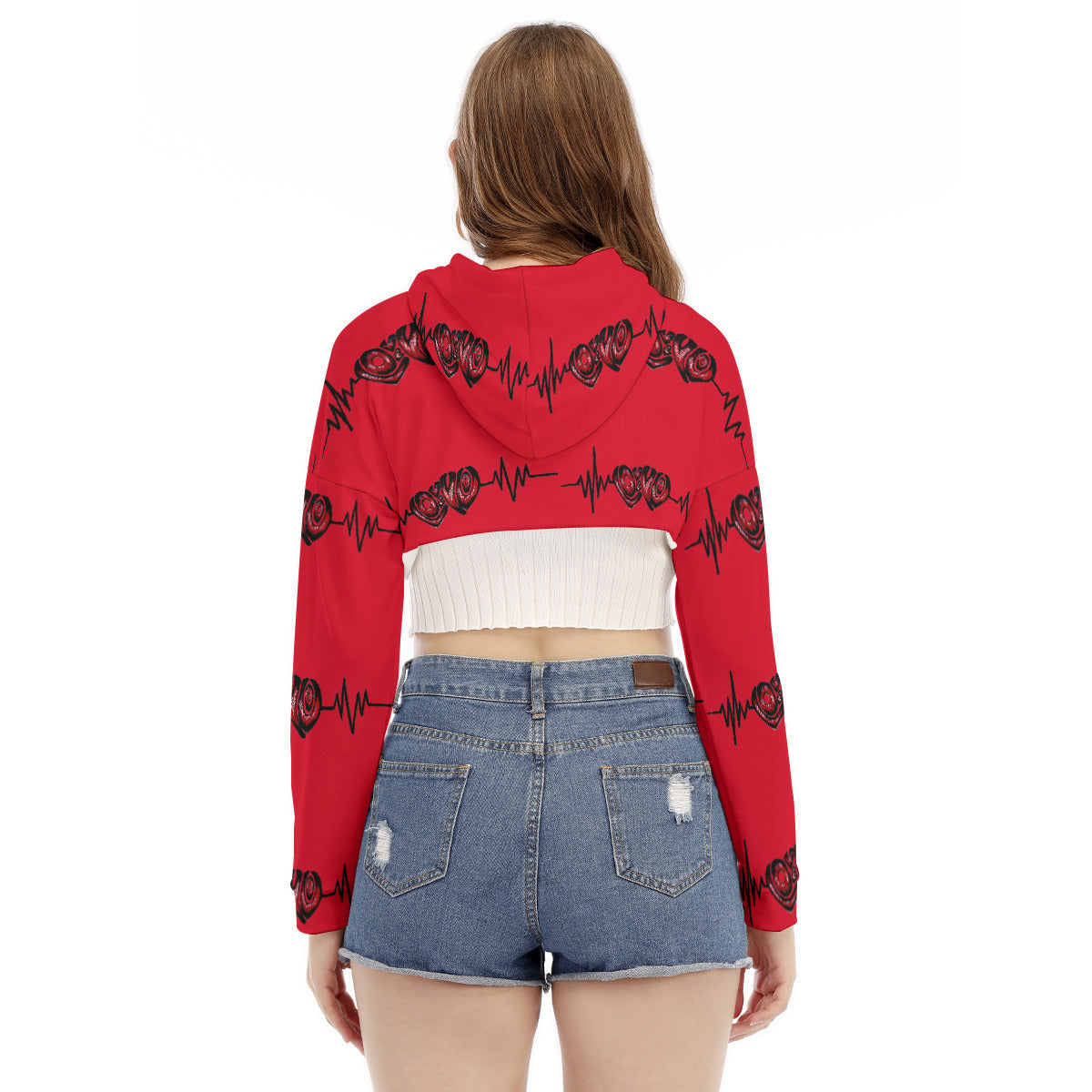 All-Over Print Women's Smock Short Hoodie With Long Sleeve