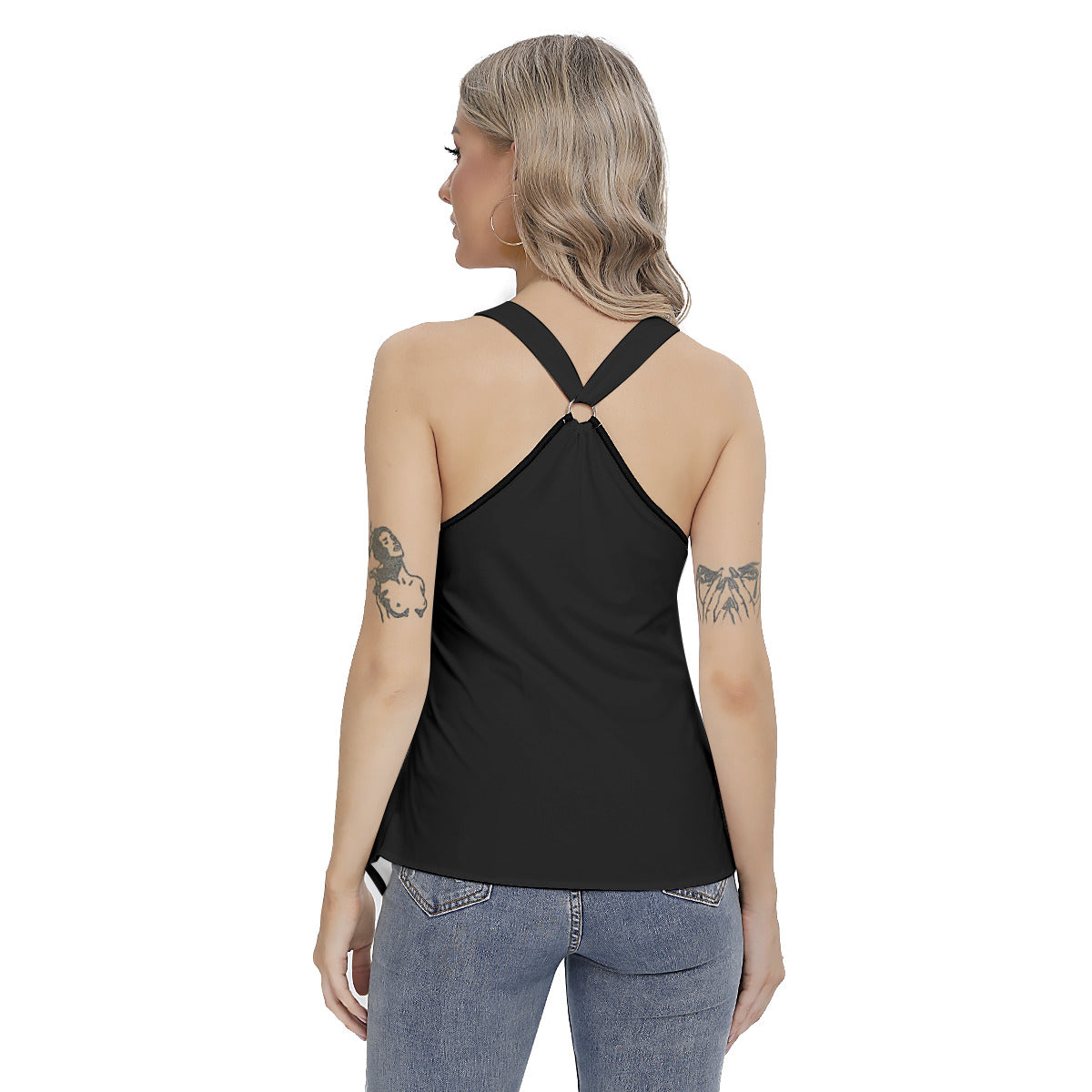 All-Over Print Women's Racing Tank Top With Irregular Hem