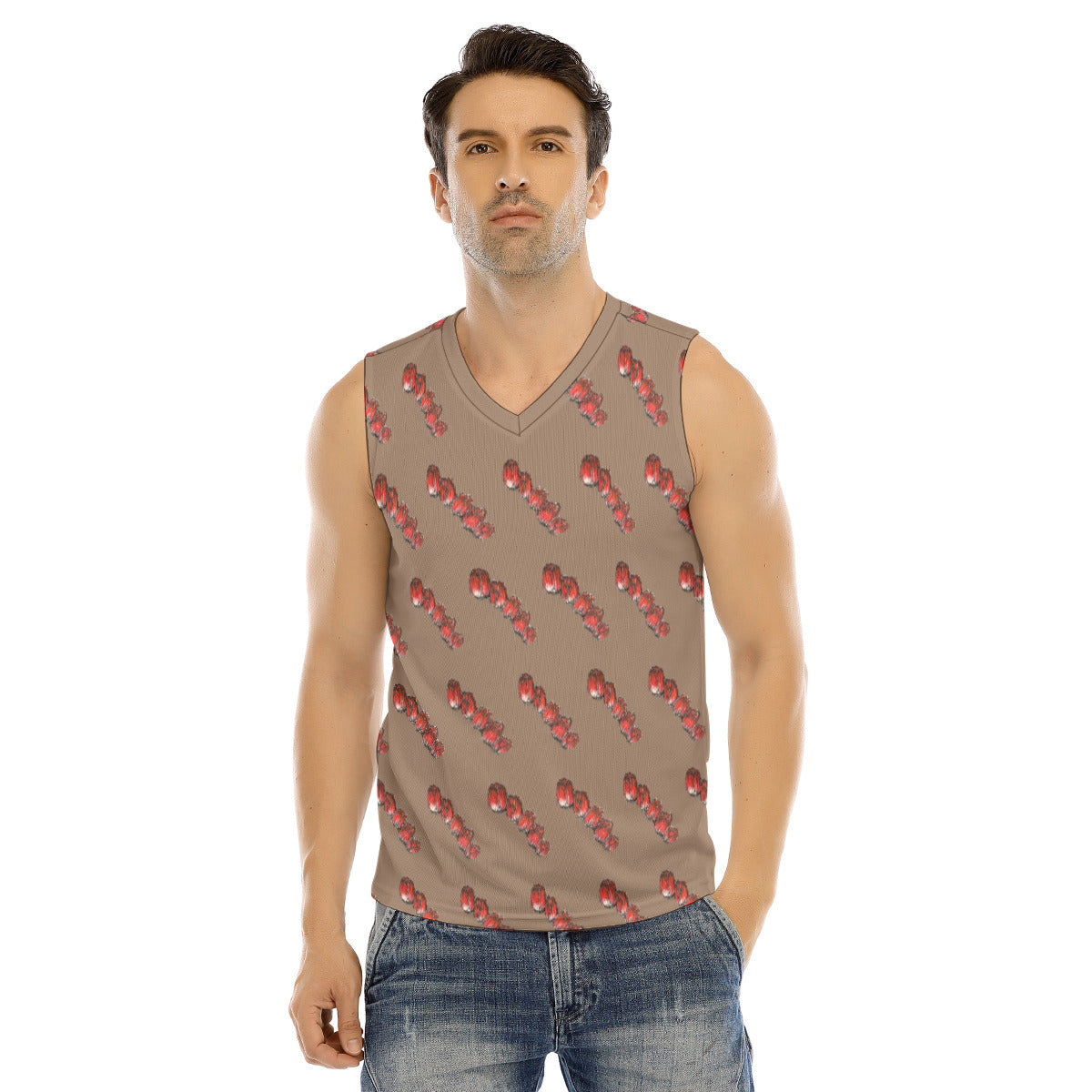All-Over Print Men's V-neck Tank Top
