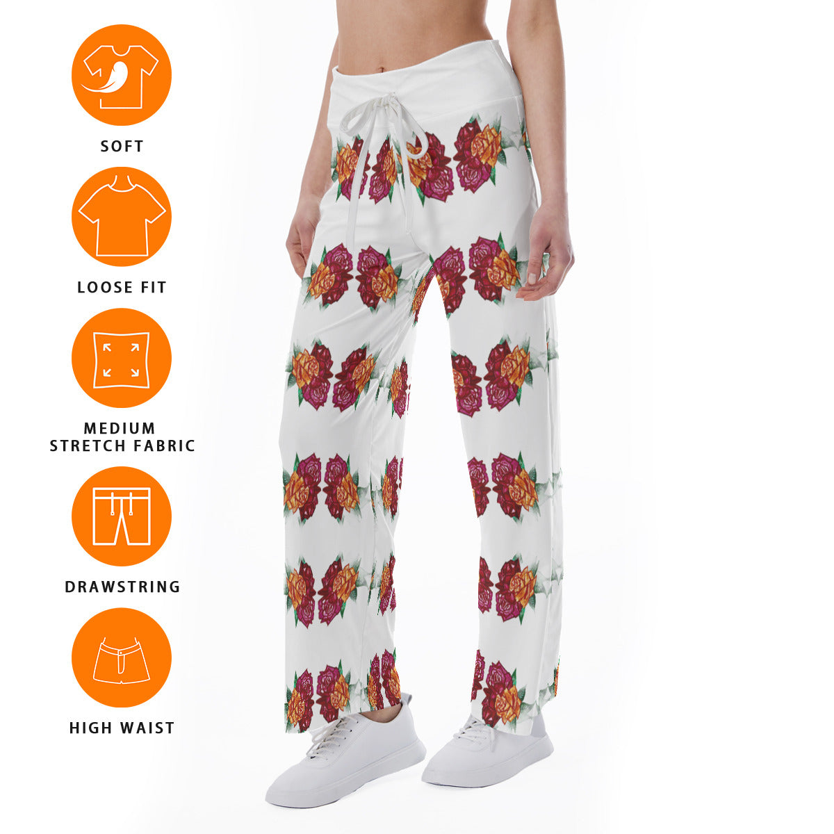 All-Over Print Women's High-waisted Straight-leg Trousers