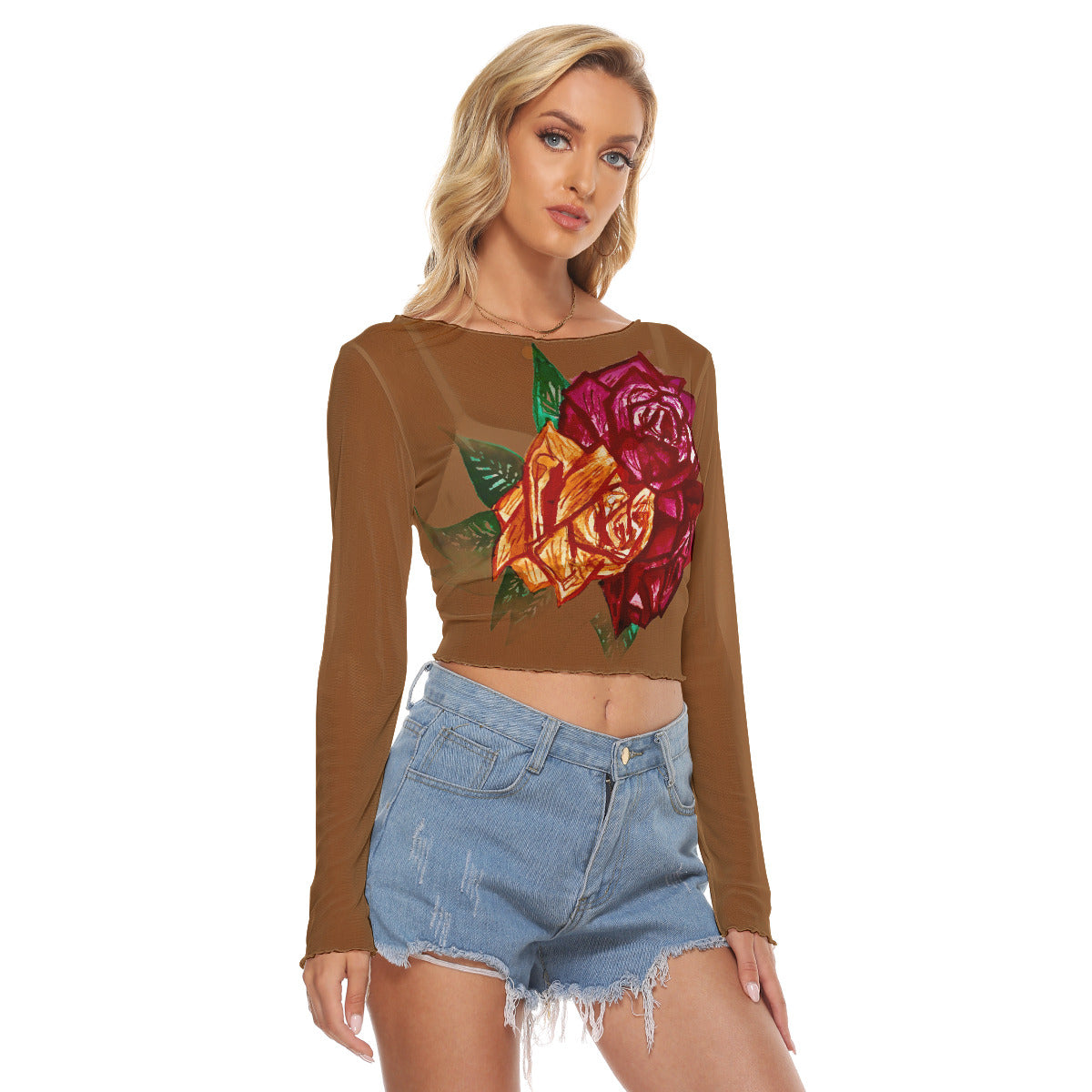 All-Over Print Women's Mesh Long Sleeves T-shirt