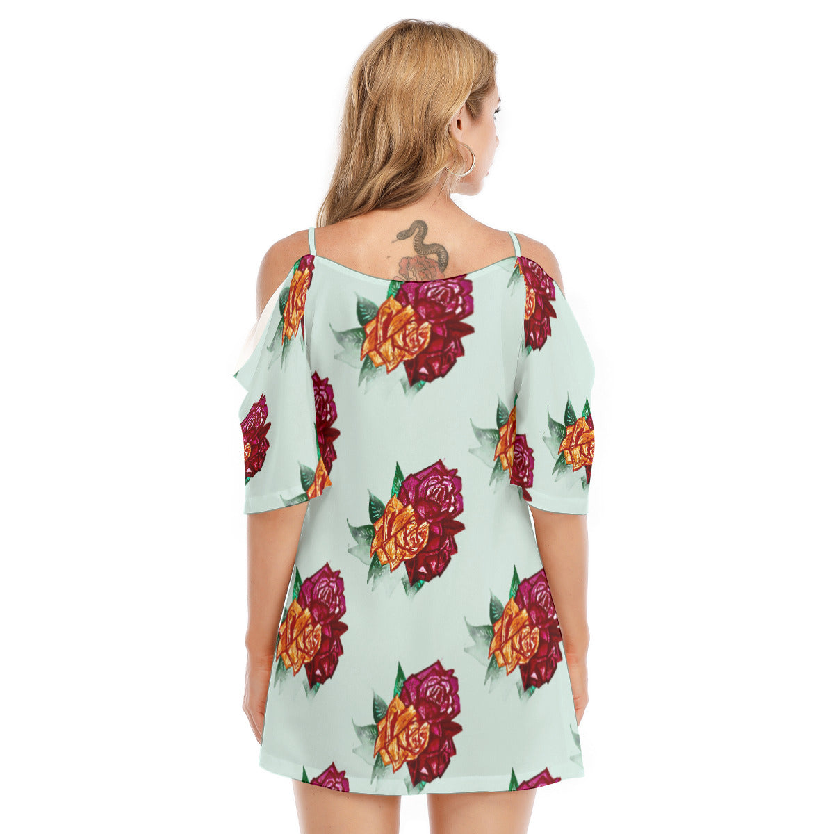 All-Over Print Women's Off-shoulder Cami Dress