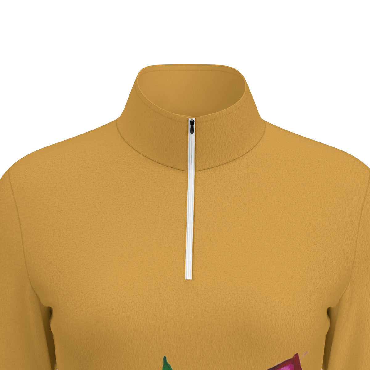 All-Over Print Women's Sports Collar Jersey With Long Sleeve
