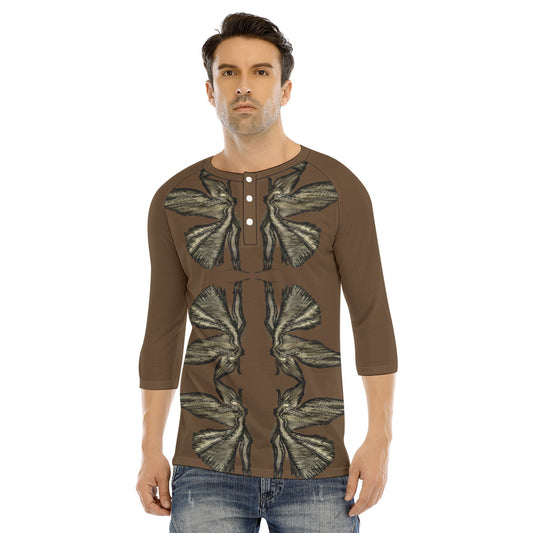 All-Over Print Men's Bracelet Sleeve T-shirt With Button Closure