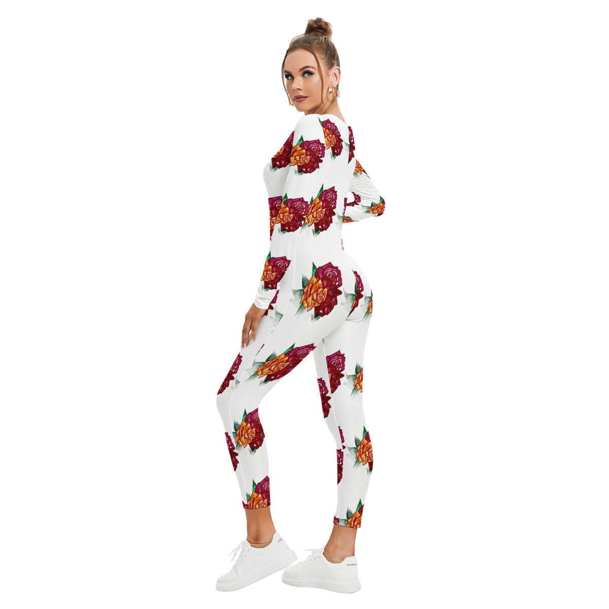 All-Over Print Women's Plunging Neck Jumpsuit