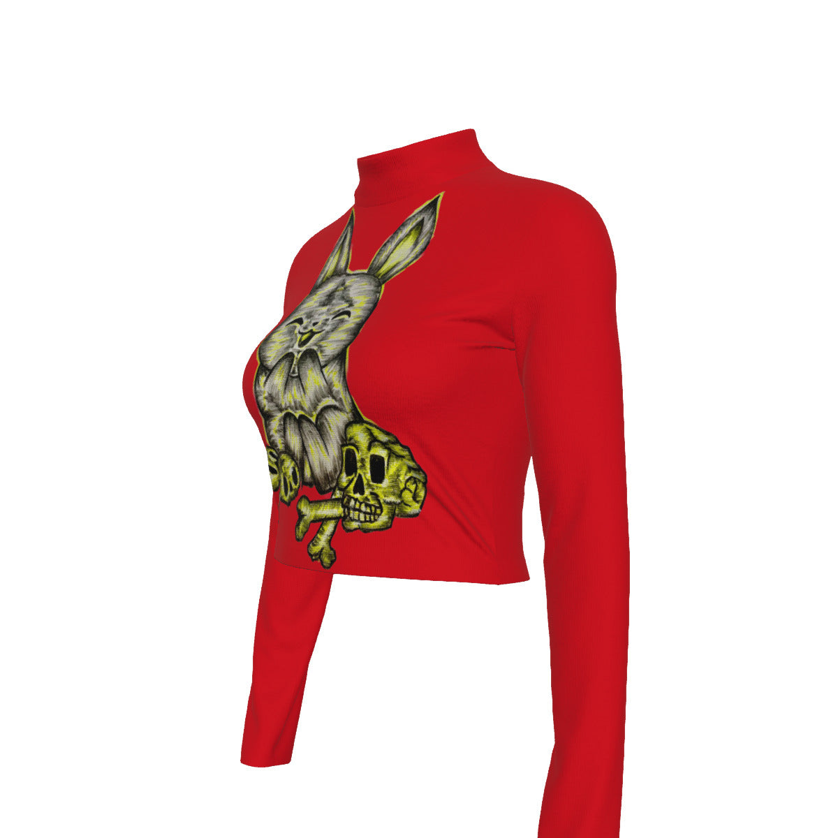 Eco-Friendly All-Over Print Women's Turtleneck T-shirt With Long Sleeve