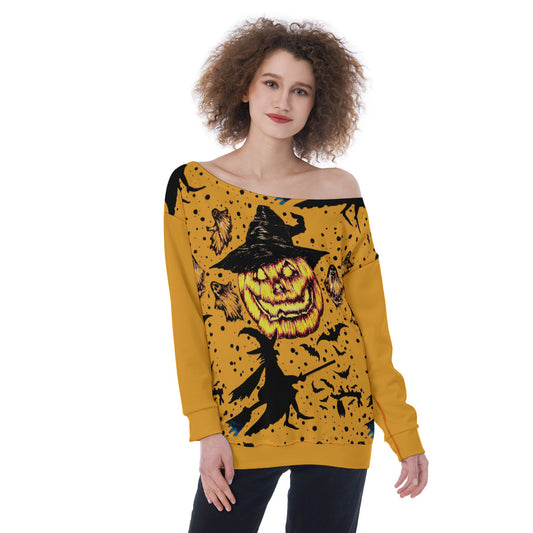 All-Over Print Oversized Women's Off-Shoulder Sweatshirt