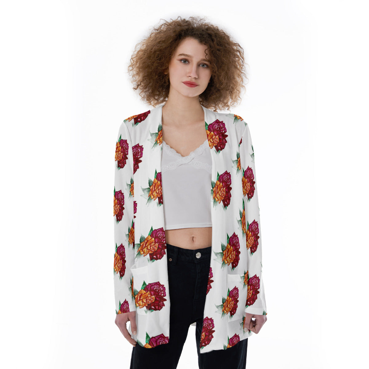 All-Over Print Women's Patch Pocket Cardigan