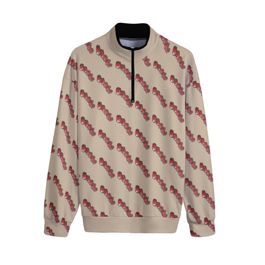 All-Over Print Men's Stand-up Collar Sweater With Zipper Closure