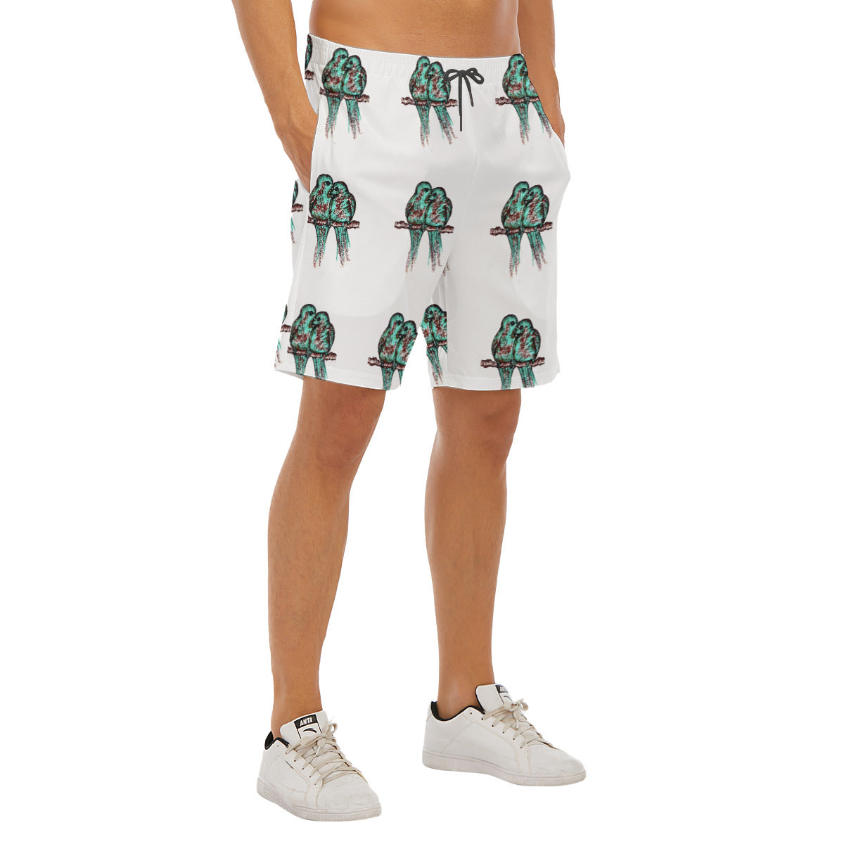 All-Over Print Men's Beach Shorts With Elastic Waist
