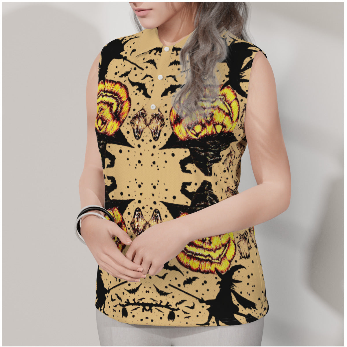 All-Over Print Women's Sleeveless POLO Shirt